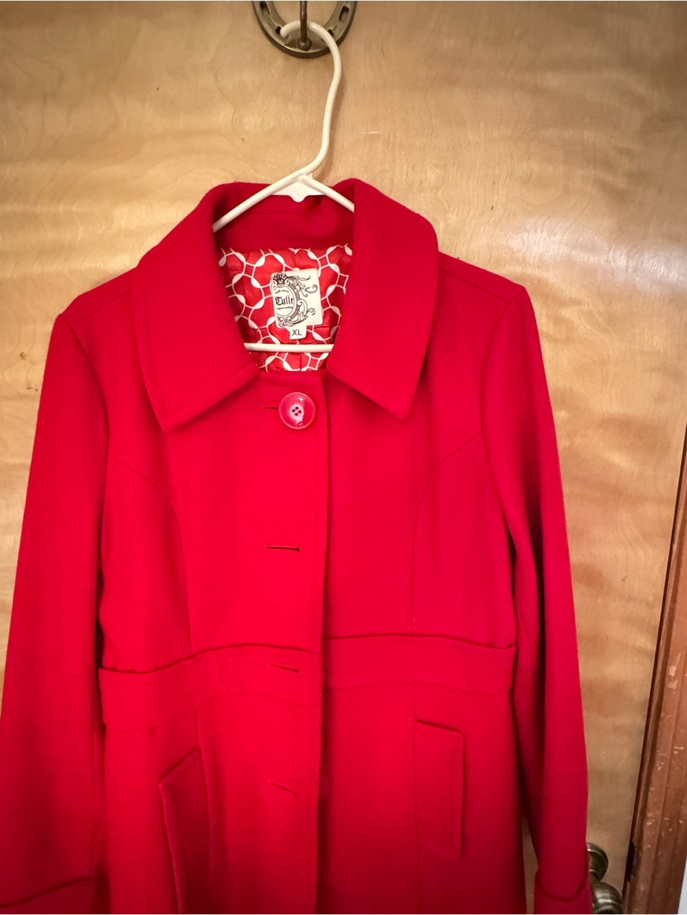Tulle Red Women's Wool-Blend Coat - Size XL